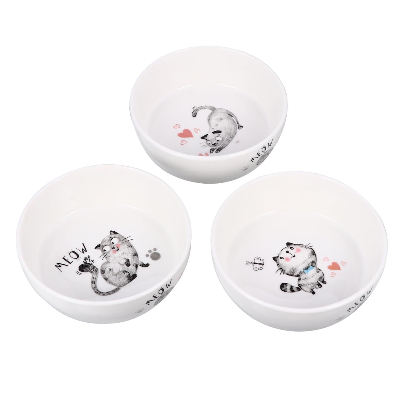 POPETPOP Keramik Napf Hund, Katzennapf Keramik, rutschfeste Futterschale FüR Katzen Und Hunde, Wassernapf Mit SüßEm Muster, 13cm, Weiß