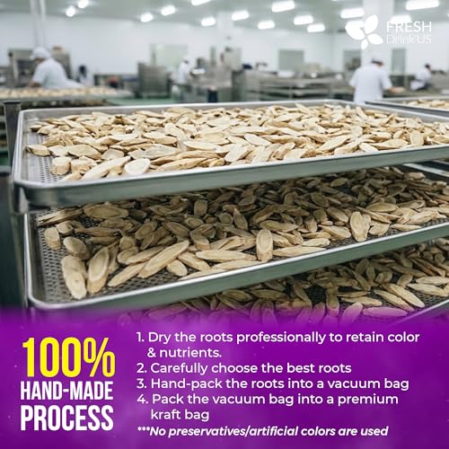 Image of FreshDrinkUS, Premium 16oz Dried Astragalus Root Slices - 100% Natural Astragalus Root for Herbal Tea & Traditional Beverages - Natural, Clean Cut, No Additives. No Preservatives. Vegan