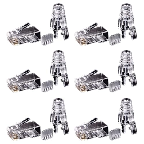 DEVCOVE 300個 Cat6 RJ45コネクタ UTPケーブルのイーサネットジャック 8P8CネットワークCAT 6モジュラープラグと6.5mm RJ45キャップ