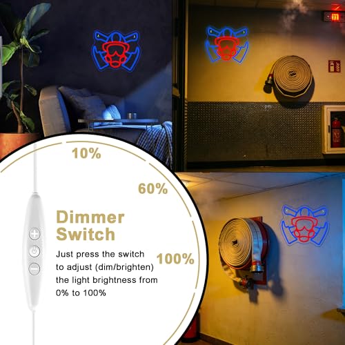 Image of Firefighter Mask Neon Sign, Firefighter Helmet Neon Light LED Gas Mask Sign USB Powered Dimmable, for Modern First Responder Heroic Art for Fire Station, Gamer Man Cave Garage(11.8 * 9.8 In)
