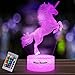 Produktbild Einhorn Geschenk Einhorn Nachtlicht für Kinder, 3D Licht Lampe 7 Farben ändern mit Remote Urlaub und Geburtstagsgeschenke Ideen für Kinder