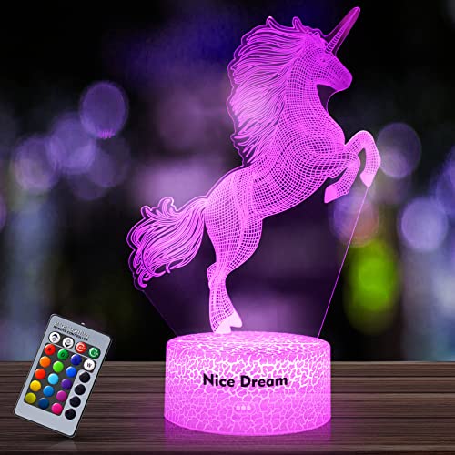 Unicorn Gifts for Girls, Unicorn Night Light Lamp with Remote, 16 Colors Changing Unicorn Toys Birthday Gifts for Kids (Unicorn 6)