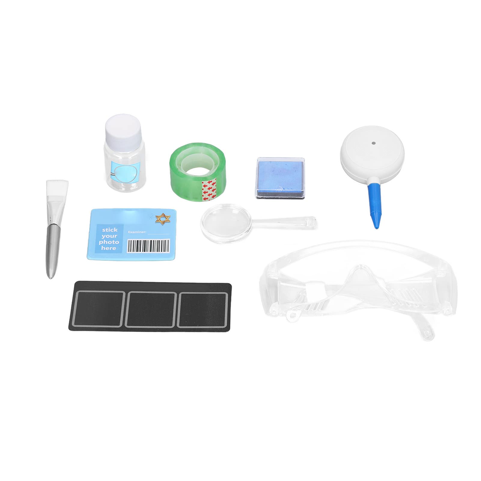 Kids Fingerprint Recognition Playset Exercise Logic Reasoning, Cultivate Problem Solving and Observation with Goggles, Brush, Magnifying Glass for Sleuths and Detectives