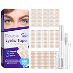 Eyelid Lift Strips, 3 Styles Eyelid Tape for Hooded Eyes, Invisible Double Eyelids Sticker for Droopy Uneven Monolids, Natural Eye Lifter Strips with Fork Rod and Tweezers, Waterproof, 480 Pcs