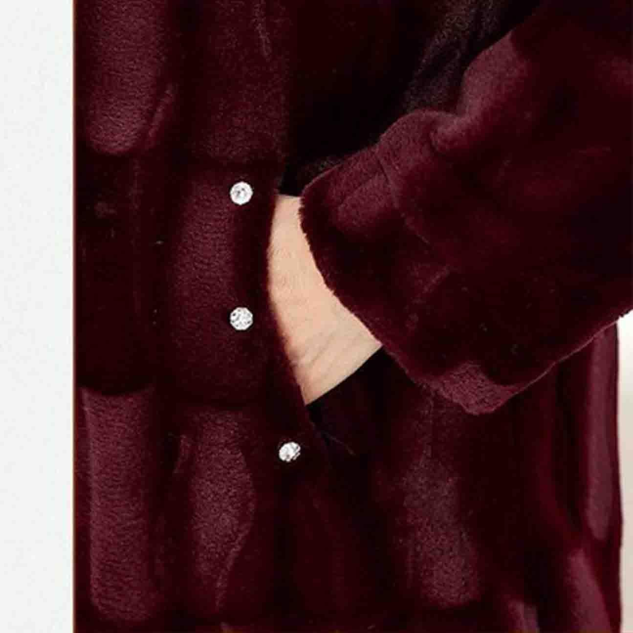 Plus Rozmiar 40-80kg Polarowy Płaszcz Zimowy Kurtka Damska Seniorzy W Średnim Wieku Starsze Panie Ciepłe Topy Ubrania Odzież Wierzchnia(Purple,XXX-Large)