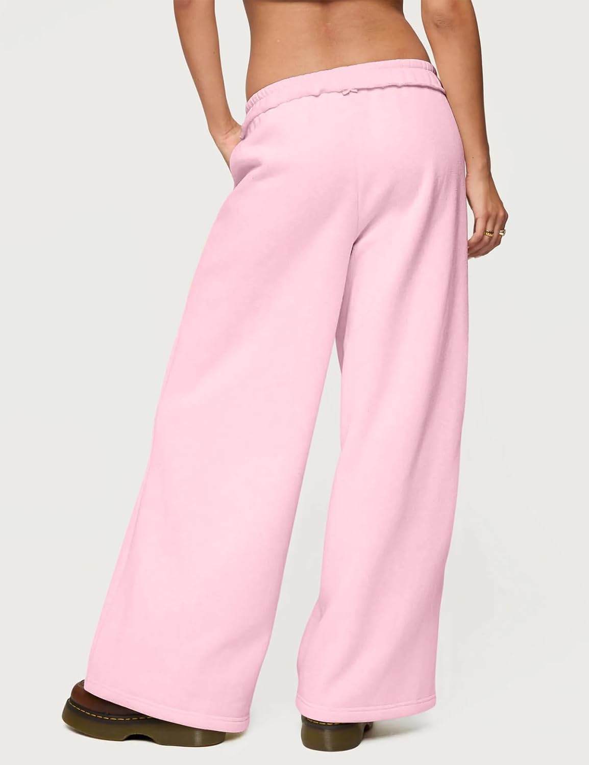 HeSaYep Womens Fleece Lined Sweatpants Wide Leg Baggy Thermal Lounge Pants Raw Hem Elastic Waist Oversized Sweat Pants - Image 3