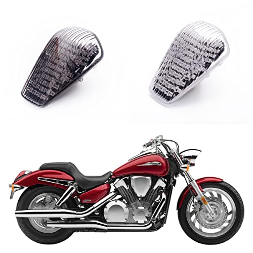 TOPZONE Fit VTX 1300C; VTX 1800 C; Clear Rear Lamp, Brake Tail Light (Style 2: Led Taillight Integrated Turn Signal Function, Smoke Color)