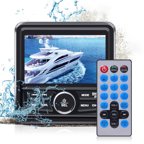 Geloo Marine Boot Stereo Radio Wasserdicht, MP5 Media Player mit 4.1” LED Digital Display, AM/FM Radioempfänger Universal für Boote, Yachten Marineboote, Boats