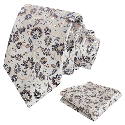 Image of Alizeal Mens 3.15inches Leaf Flower Pattern Tie Set