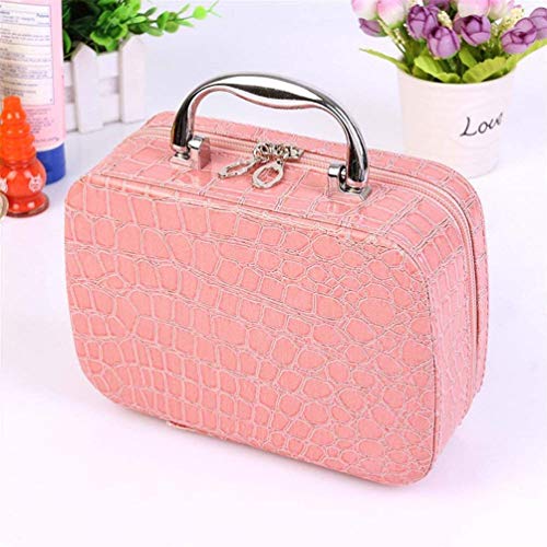 Image of Barebeauty Cosmetic Suitcase Makeup Bag Stone Pattern, Travel Makeup Bag for Female, Korean Style Beauty Accessories Storage Box, Makeup Organizer Case