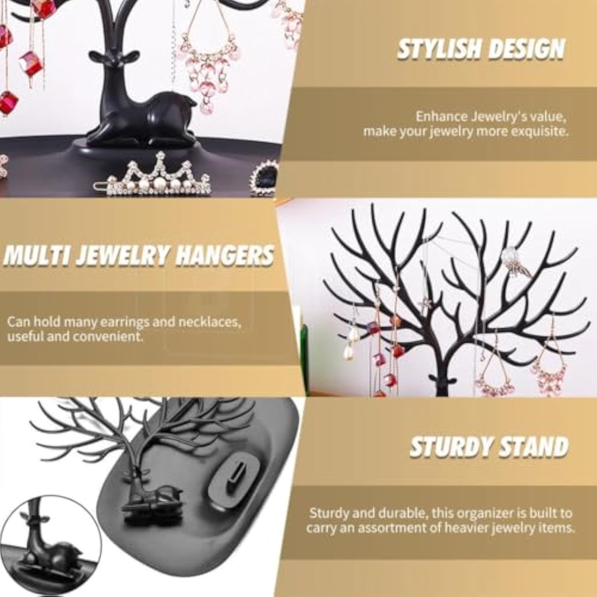 Deer Antler Jewellery Tree Stand with Storage Tray