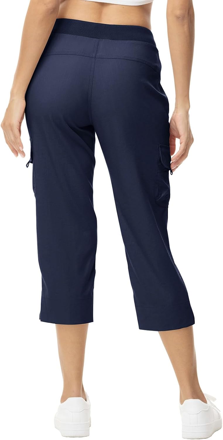 YSENTO Womens Cargo Capri Pants with Pockets Summer Bottoms Lightweight Quick Dry Hiking Athletic Joggers
