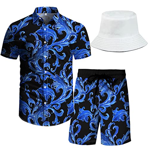 RPOVIG Beach Outfit Matching Shirts Shorts Men's Hawaiian Festival...