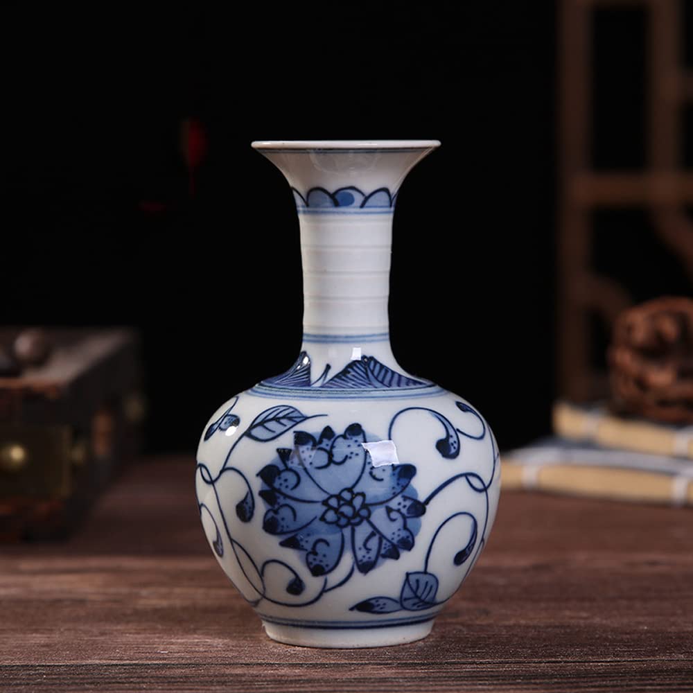 asdchZen Small Blue & White Porcelain Vases Classic Ceramic Flower Vases For Home Decor Small Bud Decorative Floral Vase Home Decor Centerpieces Small Bud Decorative Vase,D