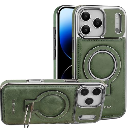 Coque iPhone 16 Pro pour éviter les rayures avec son étui cuir vert antichoc