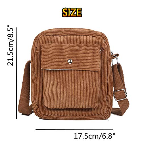 Corduroy Shoulder Tote Bag Women's Crossbody Shoulder Handbags Mini Canvas Handbag Ladies Casual Purse For Women Girl Outdoor Travel（Brown） #TOP6