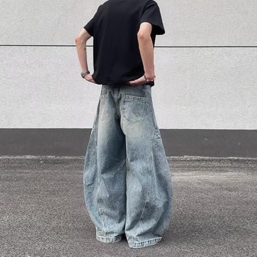 Barrel Jeans Men Y2k Washed Wide Leg Barrel Denim Pants Distressed Vintage Streetwear for Skater Jeans3