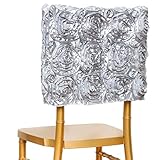 TABLECLOTHSFACTORY Wonderland Rosette Square-Top Chair Caps Silver-Pack of 5