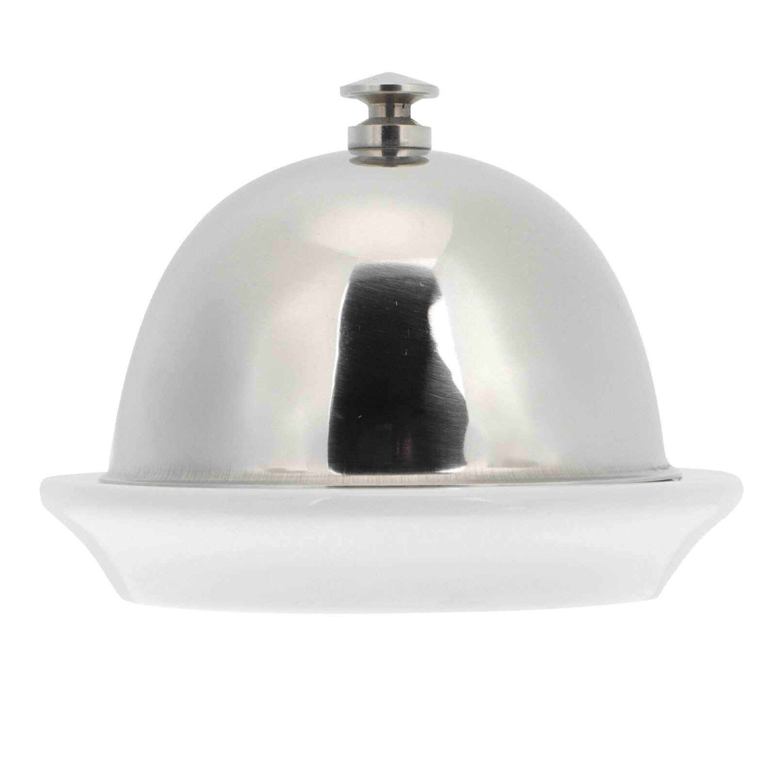 Cabilock Stainless Steel Serving Utensils Ceramic Butter Dish with Stainless Steel Dome Cover Round Butter Dish Porcelain Cheese Keeper Container Cupcake Display Stand Tray Vintage Tray