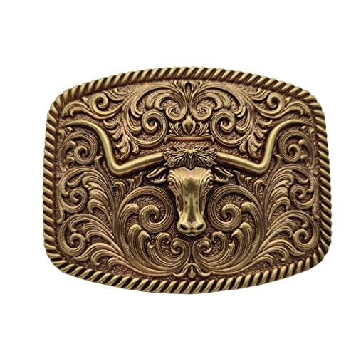 Xwest Rectangle Floral Flower Ancient Silver Running Horse Western Cowboy Belt Buckle Gürtelschnallen Cover