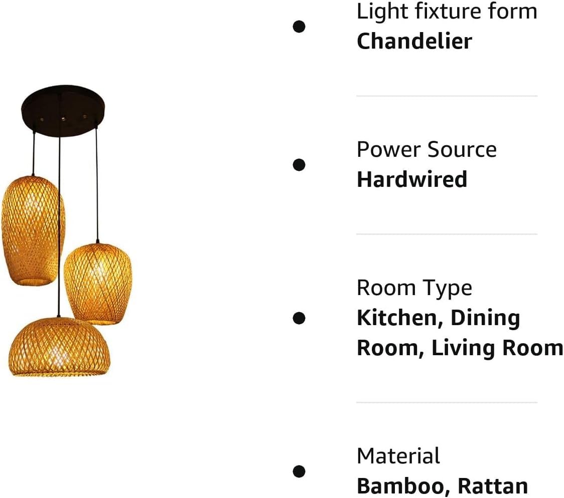 Rustykalna rattanowa lampa wisząca Farmhouse Bambusowa lampa wisząca 3 światła wiklinowy kosz tkany żyrandol salon bar jadalnia sufit oświetlenie wiszące