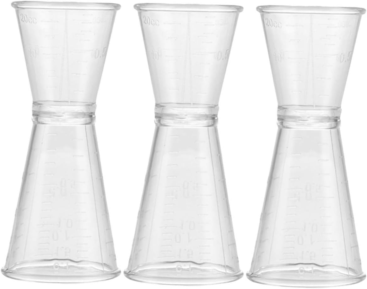 3 Piece Double Sided Plastic Jigger Bar Measuring Cup