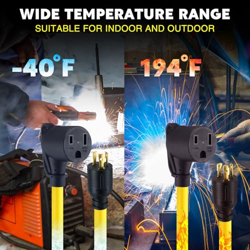 Image of Tellegloww 3ft NEMA L5-30P to 6-50R 30Amp to 50Amp Welder Extension Cord L5-30P Male to 6-50R Female Locking 3 Prong to 3 Prong Welder Power Adapter, STW 10 AWG /3C, ETL Listed
