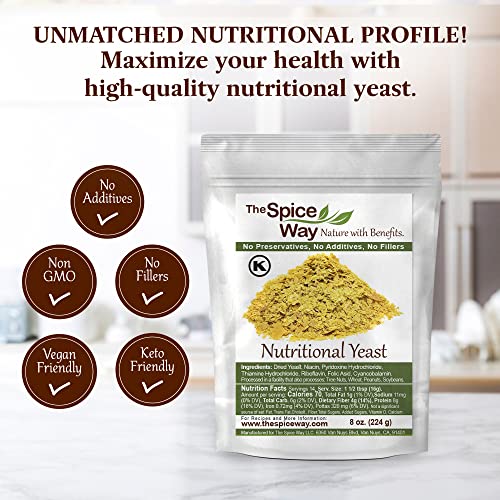 The Spice Way Nutritional Yeast Flakes - 8 Oz – An Alternate To Parmesan Cheese – Vegan, Gluten Free & Non-Gmo #TOP2