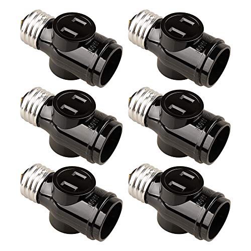 Onite E27 to 4 Sockets of E26 E27 Light Splitter Adapter with 19'' Pull Chain Switch for Garage Cloakroom Wardrobe Corridor Toilet Bathroom Warehouse