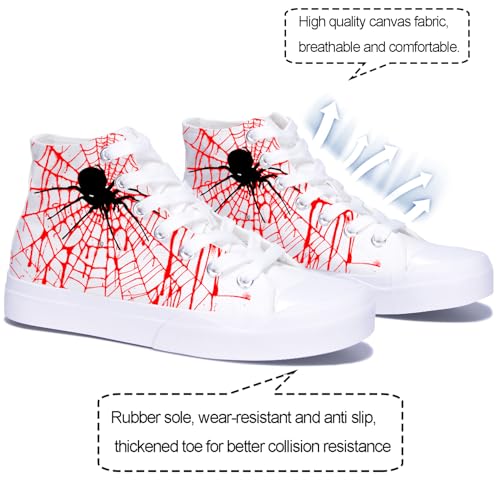 Men Canvas High Top Spider Web Sneakers Black Classic Lace up Shoes for Women Street Casual Tennis Shoes3