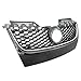 BST BSSP Front Bumper Grille Carbon Fiber Print Upper Hex Mesh Grill Comptble with 2006 2007 2008 2009 Volkswagen VW MK5 Jetta GTI/GLI, ABS Material, W/Hole&Chrome Trim