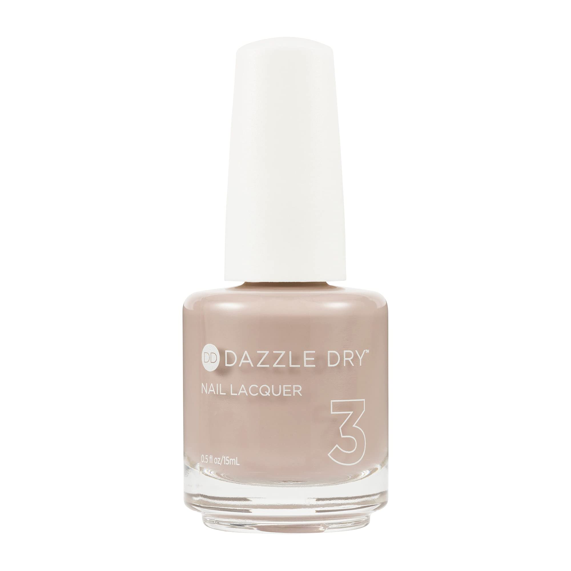 Dazzle DryNail Lacquer (Step 3) - Broadway Beige - A cool and medium greige with purple undertones. Full coverage cream. (0.5 fl oz)
