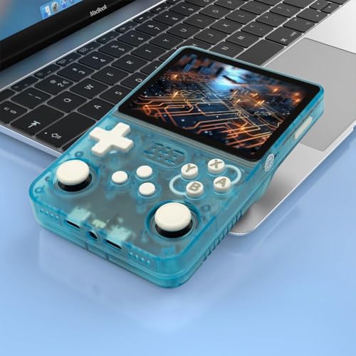 Image of R36S Retro Handheld Game Console With 64G 3.5 Inch IPS Screen Built-In 20000+ Classic Games Open Source Linux System Portable Pocket Video Player With 3200Mah Battery(Transparent Cyan),Blue