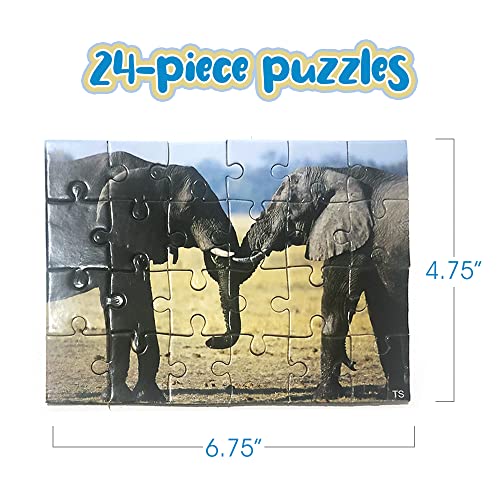 Artcreativity Wild Animal Jigsaw Puzzles, Set Of 12, Brain Teaser Puzzles For Kids With 24 Pieces Each, Zoo Party Favors And Safari Party Supplies, Classroom Treasure Box Prizes For Girls And Boys #TOP2