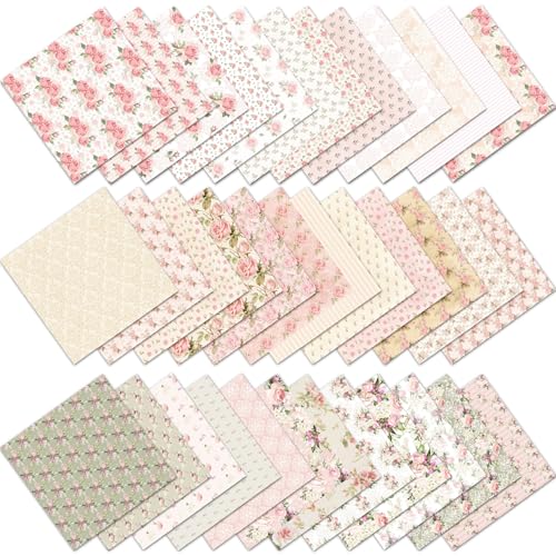 FOSDICK 36 Feuilles Vintage Papier Scrapbooking Fleurs, 15 x 15 cm Papier Decoratif Scrapbooking, Feuille Scrapbooking papier à Fleurs Motif pourJournal,...