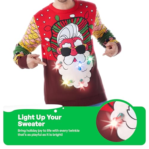 JOYIN Men's LED Light Up Christmas Ugly Sweater, Holiday Ugly Christmas Sweater with Built-in Light Bulbs3