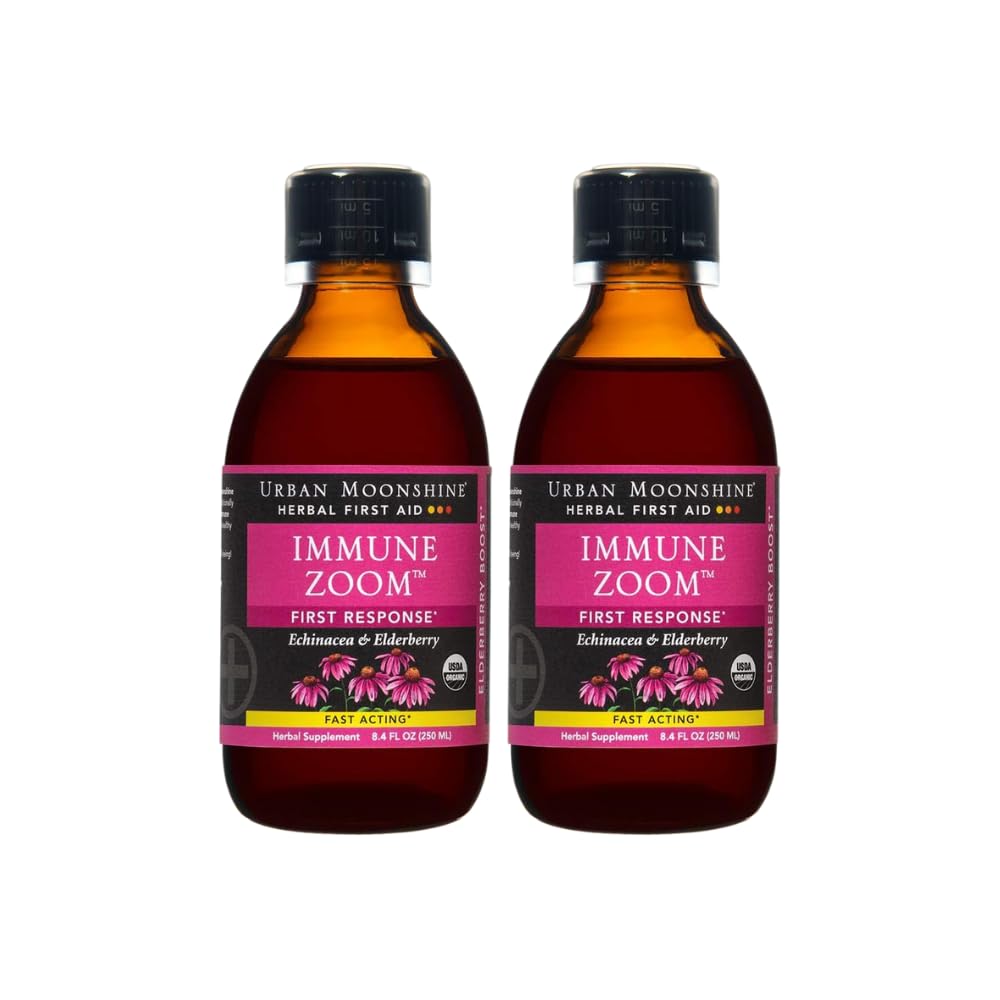 Urban Moonshine Immune Zoom | Herbal First Aid Supplement with Echinacea & Elderberry | Fast-Acting First Response | 8.4 FL OZ (Pack of 2)