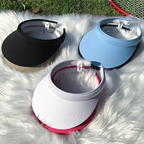 Image of 2 Pack Visor Women Men Sun Hat Clip On Visors Adjustable Sport Wide Brim Cap