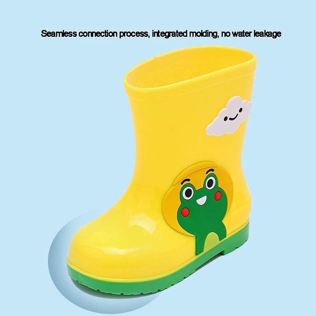 Children' s Rain Boots Girls Boys and Children Rain Boots Non- Slip Light Water Shoes Fashion Baby Overshoes rain Boots (Color : Yellow Size: 17cm)