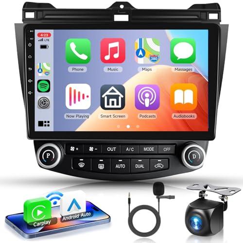 VECHTEL 5G WiFi Android 15 Car Stereo for Honda Accord 7th 2003-2007 with Wireless Carplay Android Auto 10.1 Inch Touch Screen Radio Support GPS/Bluetooth/FM/SWC/Backup Camera