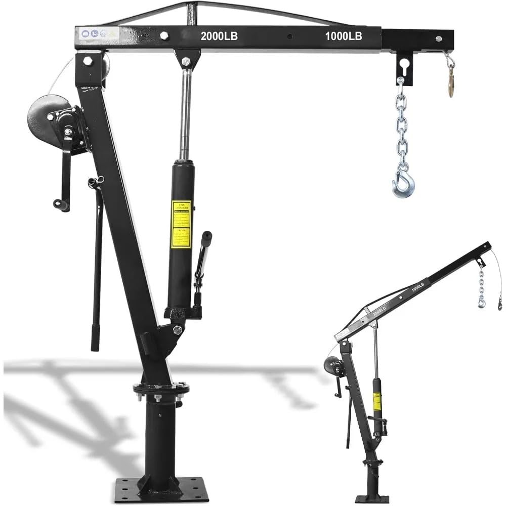 SDdPulse Herramienta de elevación plegable de 2000 libras con cabrestante hidráulico, grúa de motor de carga resistente, grúa montada en grúa eléctrica, color rojo, negro