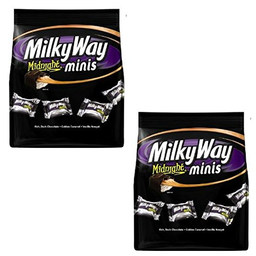Milky Way Midnight Dark Chocolate Minis Size Candy Bars Bag, 8.9 Oz (Pack of 2)