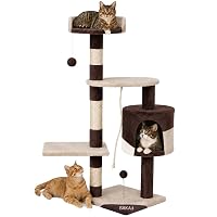 Bakaji Albero Tiragraffi per Gatti in Sisal e Peluche Parco Giochi Gatto con Cuccia