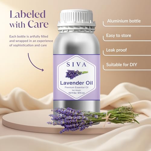 Image of Siva Lavender Essential Oil 16 Fl Oz - for Diffuser, Skin & Hair Care - Ideal for Massage & DIY Blends