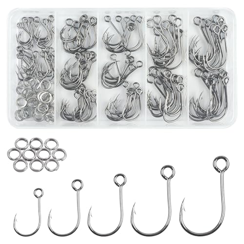 150pcs Inline Single Hooks Kit Fishing Replacement Hooks for Lure