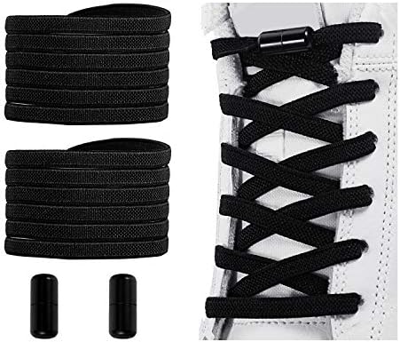 No Tie Shoelaces , Elastic Shoelaces for Adults/Kids，Elastic No Tie Shoe Laces Black