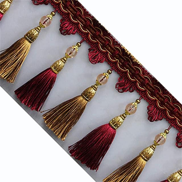 Home Product 5 Meter Beaded Lace Curtain Sewing Tassel Fringe Trim Upholstery Curtain Ribbon Garment Sewing Accessory Curtain Decor Supplies