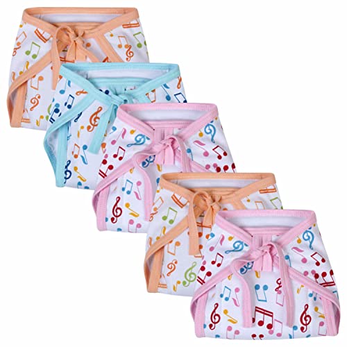 Image of Printed Cotton Hosiery Washable & Reusable Adjustable Cloth Langot Diaper with Insert Cushioned Padded Nappy Tying Langot for Babies- Pack of 15 (Medium, Multicolor)