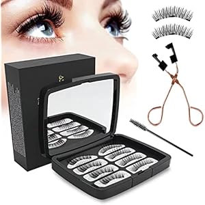 Magnetic Eyelashes without Eyeliner, Reusable Dual Magnetic Eyelashes NO Eyeliner or Glue Needed, Magnets False Eyelashes, Soft 3D Fake Lashes Extension with Tweezers, Natural Look Eyelashes Set