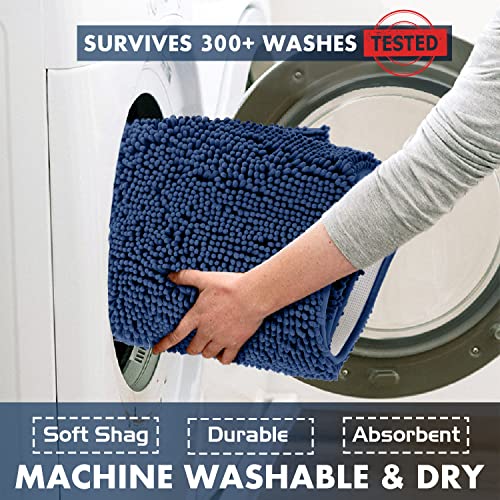 LuxUrux Blue Bath Mat - U-Shaped Contoured Rug for Around Toilet, Super Absorbent Shaggy Bath Rug. Easy Machine Wash & Dry (20" x 23", Blue) by LuxUrux - Image 6